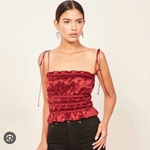 Reformation viviana top silk red tie SZ XS